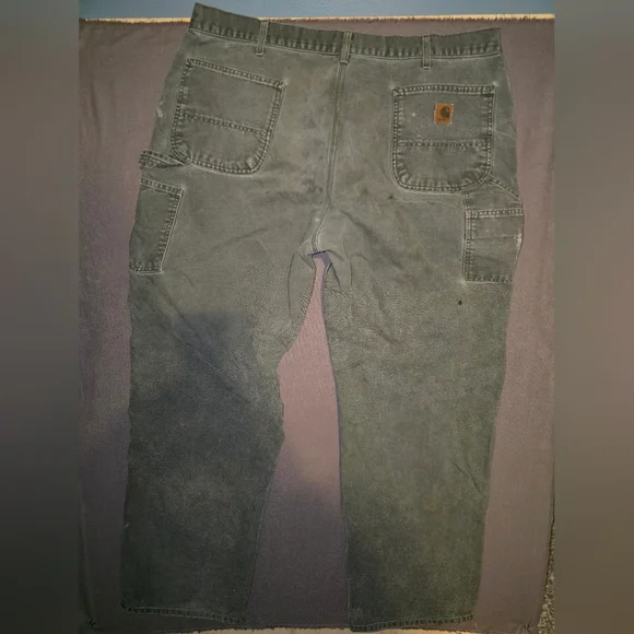 Vintage Carhartt B11 MOS Washed Duck Work Carpenter Pants Moss Green 38x32 - Picture 4 of 8